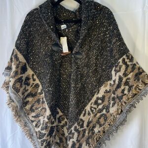 Elegant Black and Brown Poncho